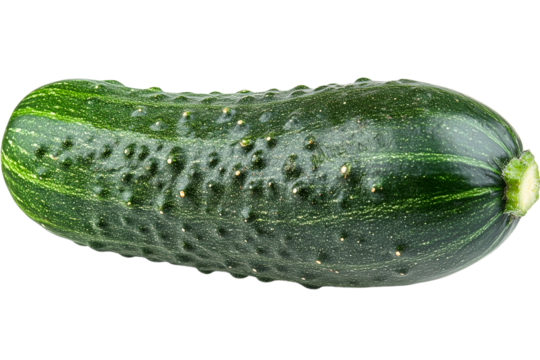 Fresh green cucumber resting on a white background