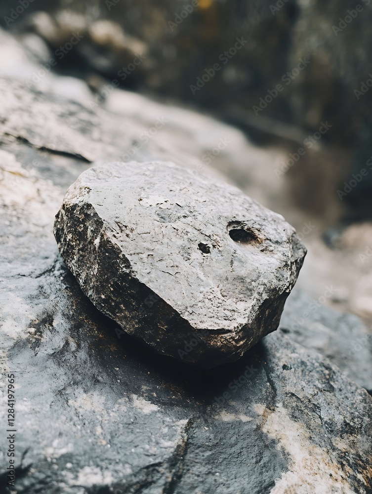 Aufkleber rugged stone resting on a bed of rocks illustrating natural textures and forms : generative ai