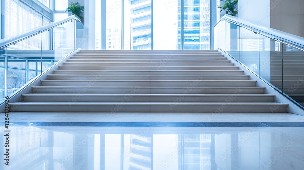 Poster modern architectural staircase featuring sleek lines and bright natural light in a contemporary buil