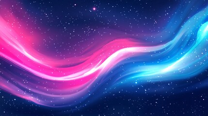 Dynamic aurora swirls in vibrant magenta and icy blue plain background