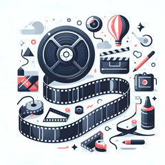 Film roll vector clean simple,generative.ai
