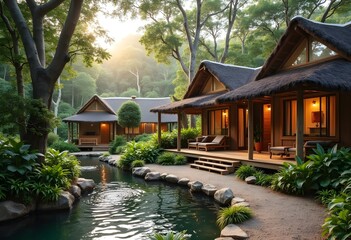 Fototapeta premium Eco-Lodges Reducing Carbon Footprints for Sustainable Travel