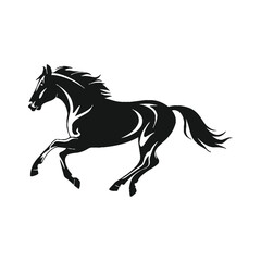 A silhouette of a running horse, racehorse silhouette	