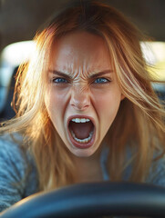 Emotional expression of frustration while driving a car
