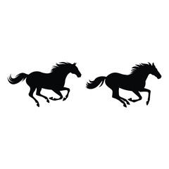 A silhouette of a running horse, racehorse silhouette	