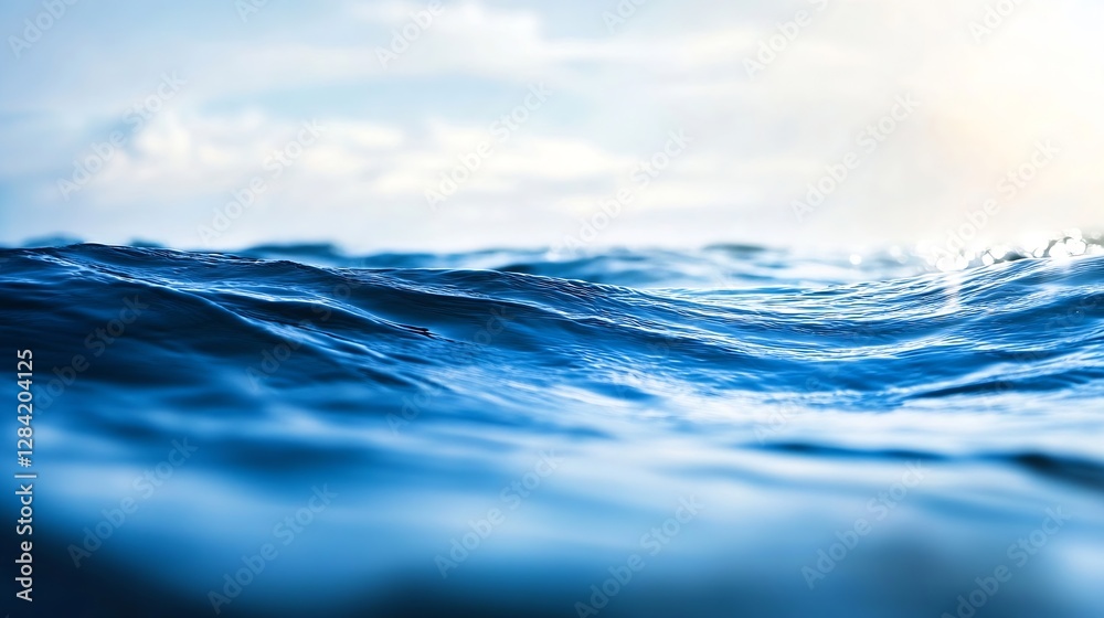 Aufkleber a vibrant closeup of rolling ocean waves illuminated by sunlight creating a dynamic seascape : gener