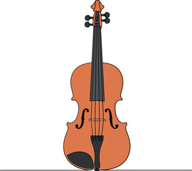Fototapeta premium A detailed vector illustration of a classic wooden violin standing elegantly against a plain white background showcasing its curves and fine craftsmanship in vector art