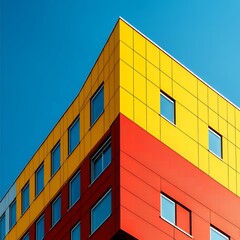 Vibrant Modern Building Exterior Architecture Red Yellow Facade Design