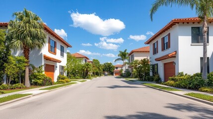 A gated community of luxury villas with lush landscaping, Residential Real Estate  Luxury Properties  Housing Demand, exclusive neighborhood living