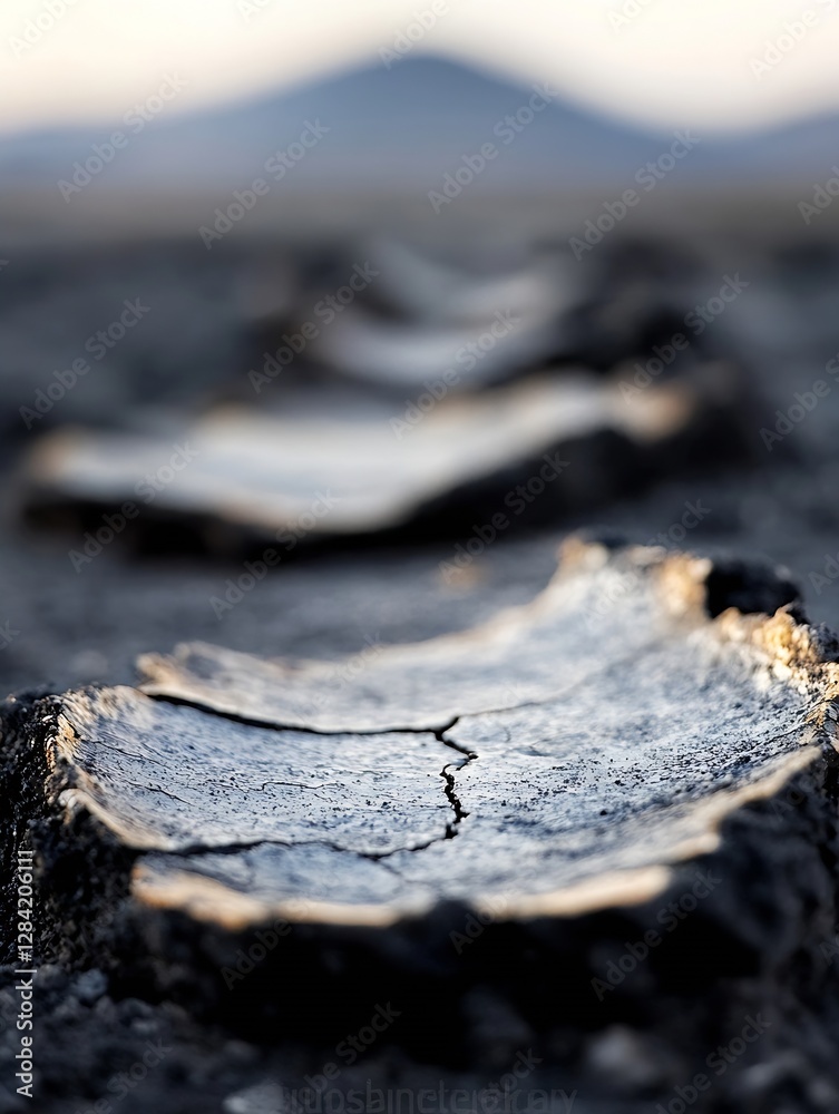 Aufkleber close up of cracked tree stump with blurred background showcasing natural textures and earthy tones 