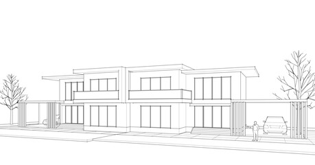 modern house sketch 3d illustration	
