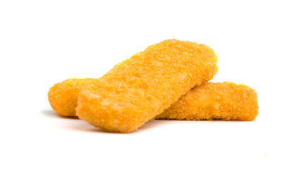 fish sticks on white background