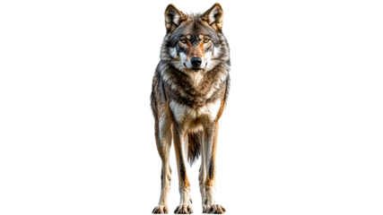 Wolf standing confidently in natural pose