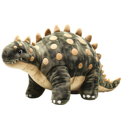 Fototapeta premium Soft and cuddly ankylosaurus plush toy with brown and beige tones, featuring adorable spikes. Ideal for kids, dinosaur lovers, and cozy hugs.