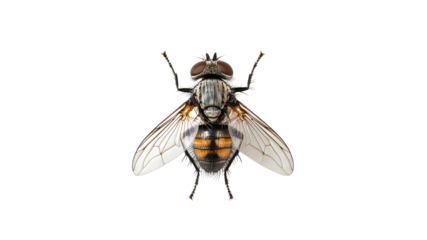 Close up of a fly on white background