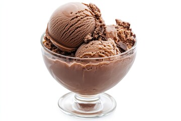 Delicious Chocolate Ice Cream Scoops in Glass Bowl