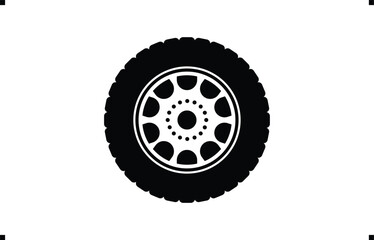 Black rubber wheel tire design. Wheel tires. Car tire tread tracks, Mini Van racing wheel mascot design. Tyres road maintenance vector automobile. Auto Van wheel tyre. Vector illustration rim design