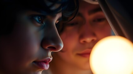 Close-Up Content Creators, Gentle Soft Light, Diffused Shadows, Intimate Scene, Generative AI.