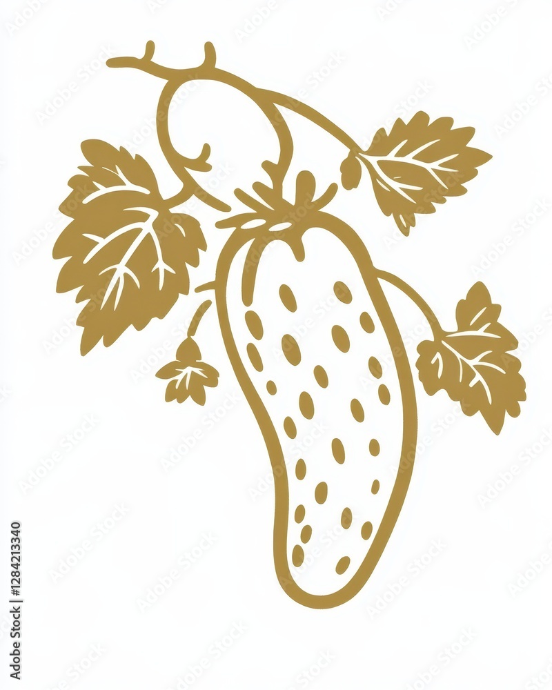 Aufkleber Elegant Cucumber Line Drawing With Minimalism and a Hint of Green on White