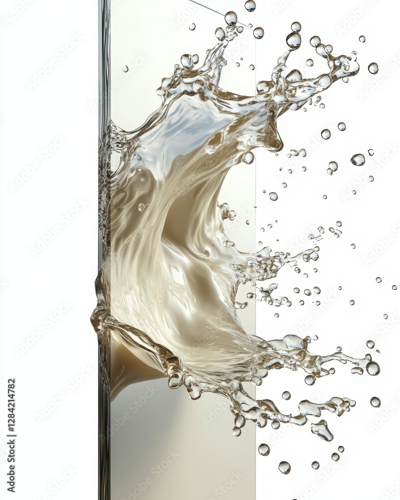 Poster milk splash creates an elegant wave against a pristine white background capturing freshness