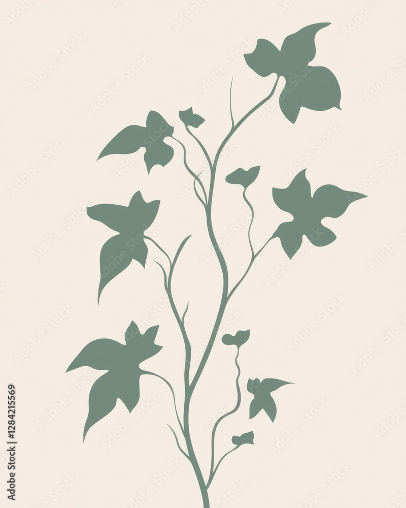 Poster cucumber vine gracefully twists through a serene and minimalist backdrop of subtle elegance