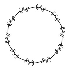Simple floral branch wreath frame hand drawn vector element