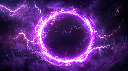 Obraz premium Glowing purple magic circle with lightning and mystical energy. Mystic Occult Ritual Circle. Illustration