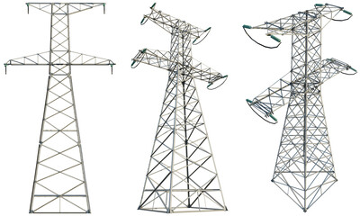 High voltage transmission line tower У220+9 isolate cutout transparent background