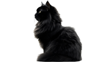 Elegant black cat with striking fur details