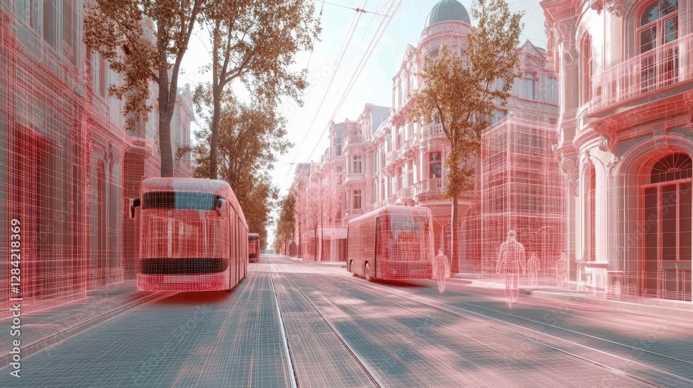 Poster exploring the fusion of reality and virtuality through digital twins in urban landscapes