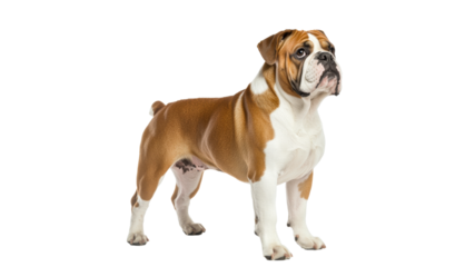 Bulldog stands proudly with confident posture