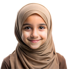 Naklejka premium Girl wearing brown scarf isolated on transparent background