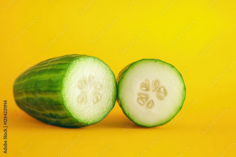 Poster Cucumber Halves Join Together to Symbolize Yin Yang and the Essence of Freshness and Balance