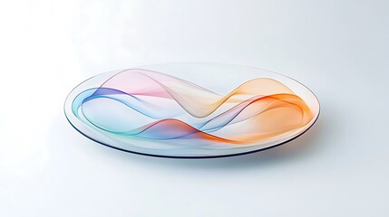 Naklejka premium Abstract Glass Platter: Pastel Wave Design on a Clean Background AI Generated
