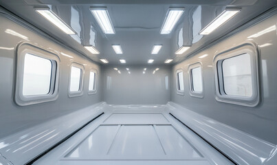 Inside a painted truck