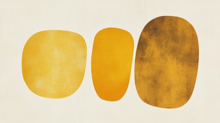 Abstract Gold and Yellow Organic Shapes Artwork