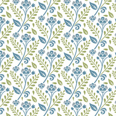 floral pattern with detailed ornamental foliage and seamless botanical elements for stylish textile printing
