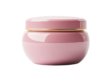 Elegant pink jar with a golden lid for storage