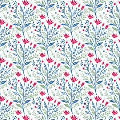 seamless floral pattern with seasonal botanical motifs and delicate plant stems for wrapping paper and cards
