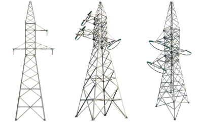High voltage transmission line tower isolate cutout transparent background
