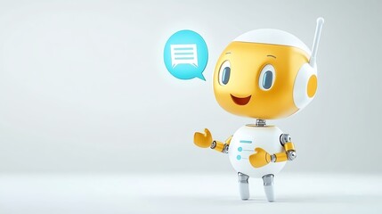 Obraz premium AI-driven chatbot assistance, futuristic customer support, digital conversation bubbles, 3D illustration
