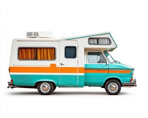 Vintagestyle luxury campervan with modern upgrades, isolated, retro luxury travel