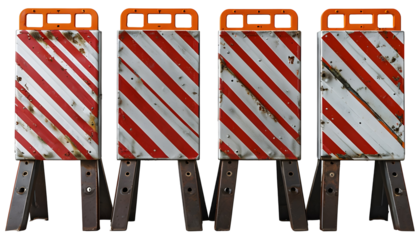 Metallic Traffic Barriers on a Transparent Background