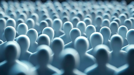 Crowd of Anonymous Figures in Uniformity Representing Society and Conformity in Modern Era