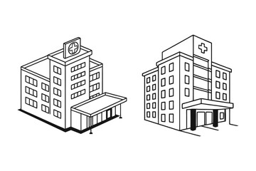 Hospital and medical health care editable stroke outline icons set isolated on white background