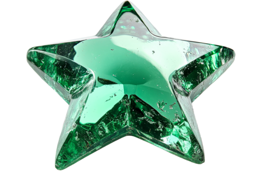 Beautiful green glass star shaped decoration piece