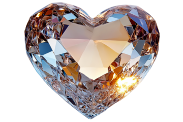 Heart shaped crystal reflecting sunlight in studio