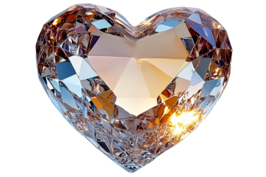 Heart shaped crystal reflecting sunlight in studio