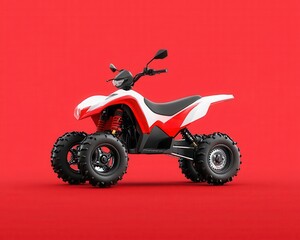 Fototapeta premium Compact sports quad bike with racing decals, isolated, speed and precision design