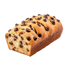 Chocolate chip bread loaf with golden crust and chocolate chips